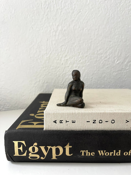 Mid-Century mini nude bronzed statue | MCM paperweight