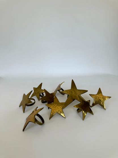 Vintage brass star napkin rings | Set 9