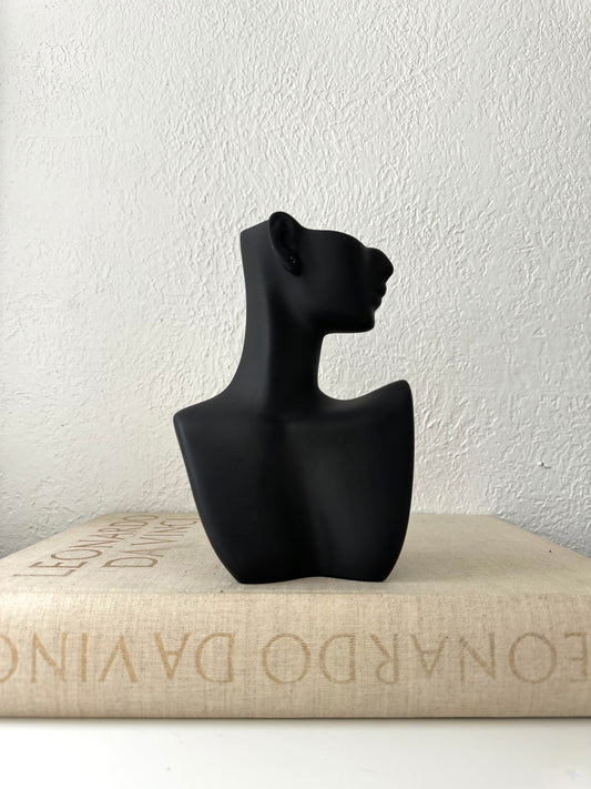 Art Deco style black acrylic vanity bust statue | vanity jewelry holder