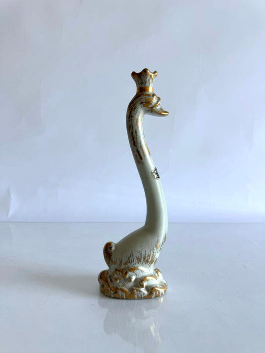 Haeger gold tweeted glazed swan bud vase