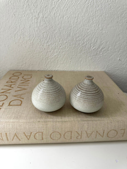 Stone glazed salt + pepper set |Vintage kitchen ware | Made in Japan