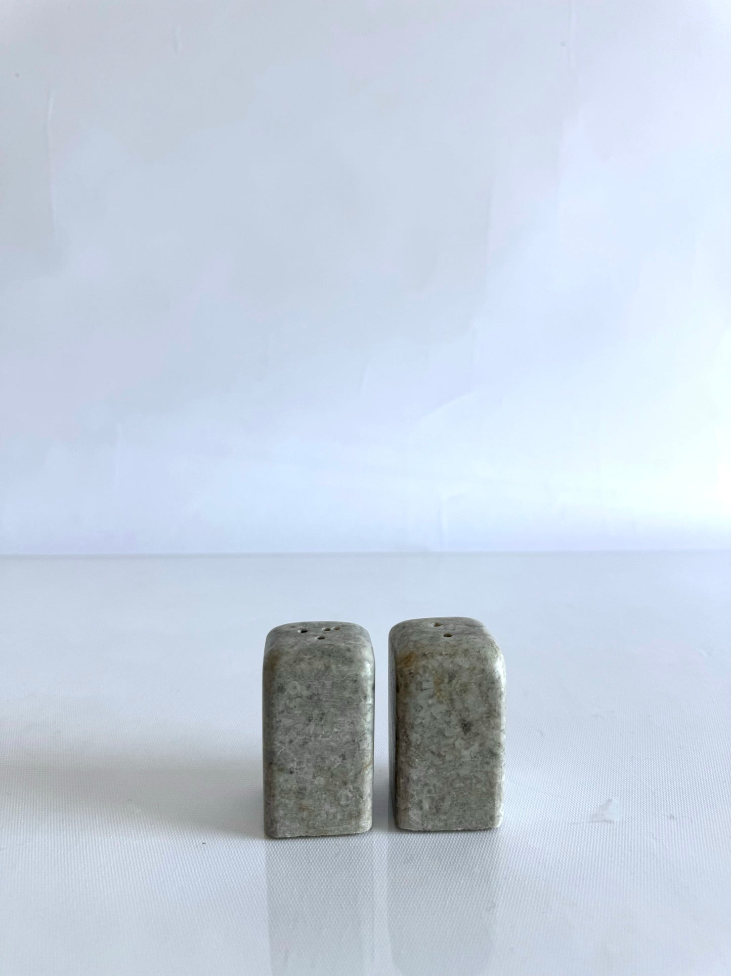 Vintage MCM marble salt + pepper shaker set