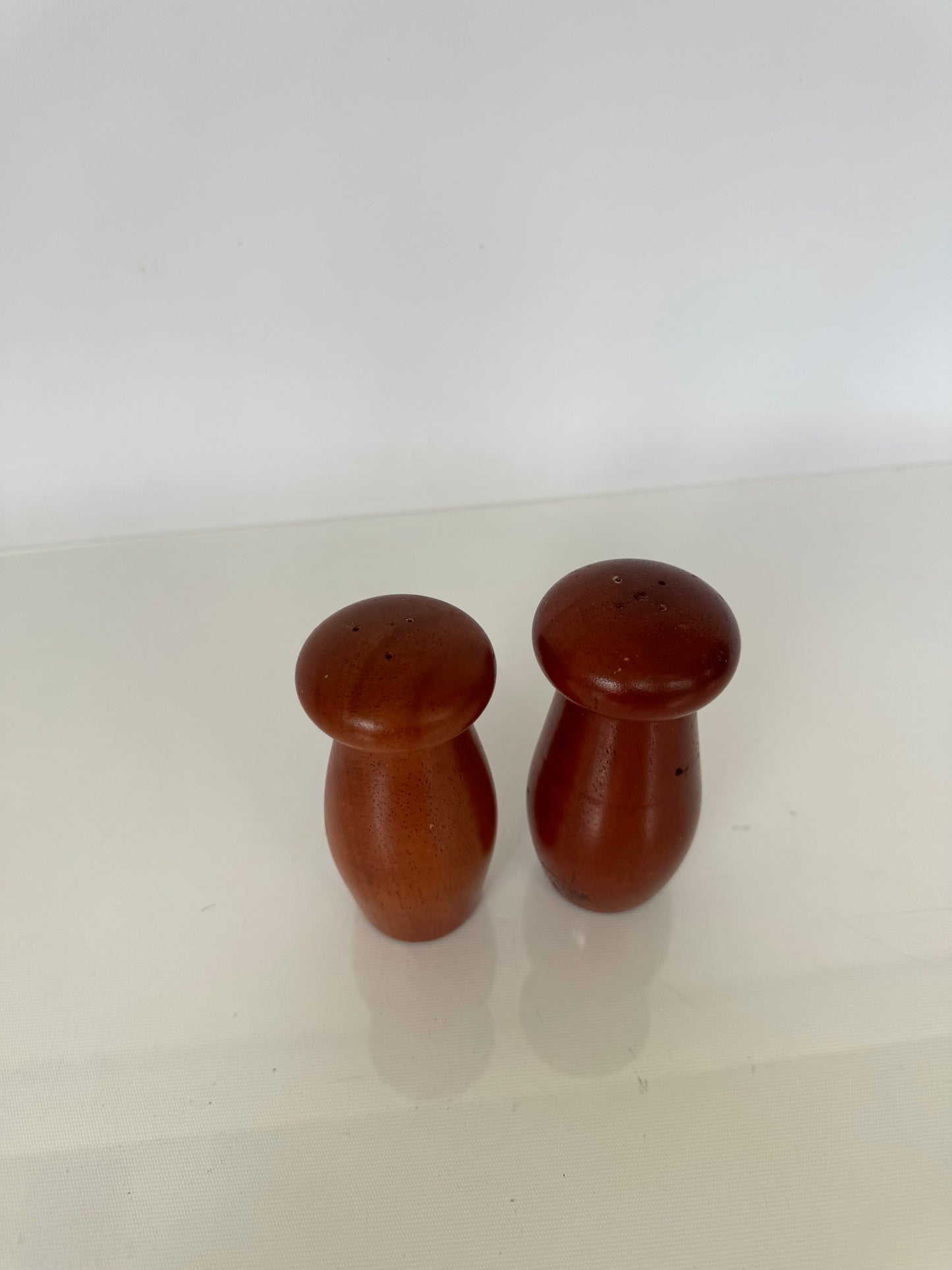 Dansk mushroom shaped wood salt + pepper shakers | Set 2