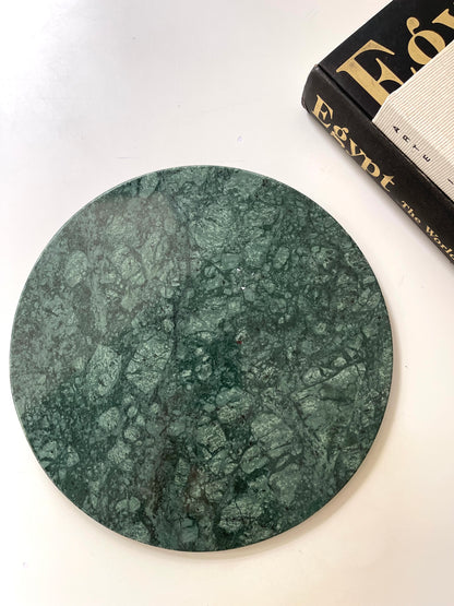 Green marble trivet | round marble riser