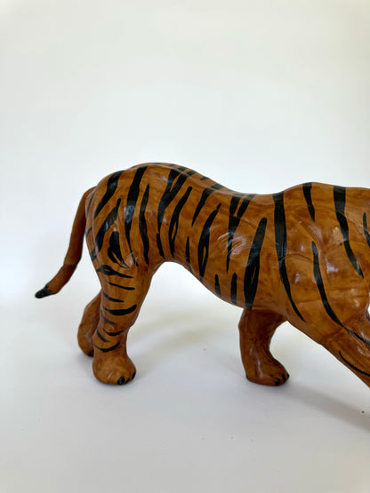 Vintage leather wrapped tiger statue