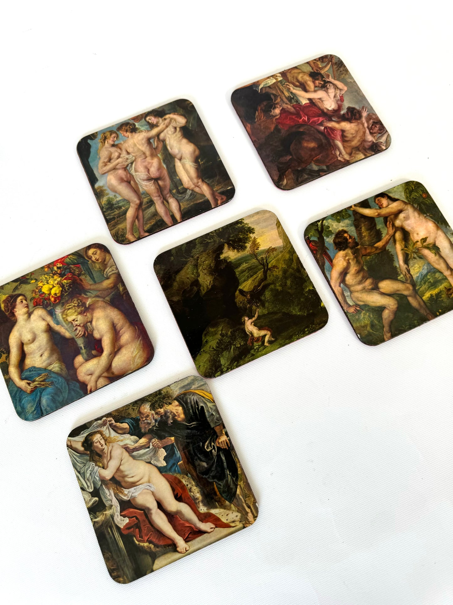 Renaissance Era style coaster set | vintage barware decor | Set 6