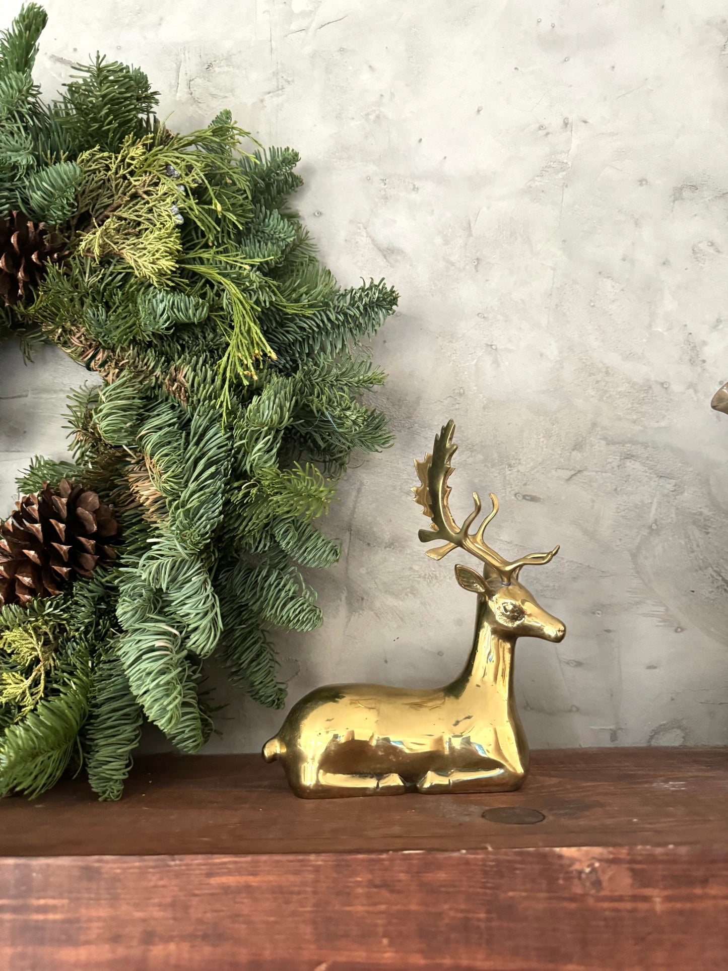 Brass Reindeer figurine shelf decor | Christmas decor