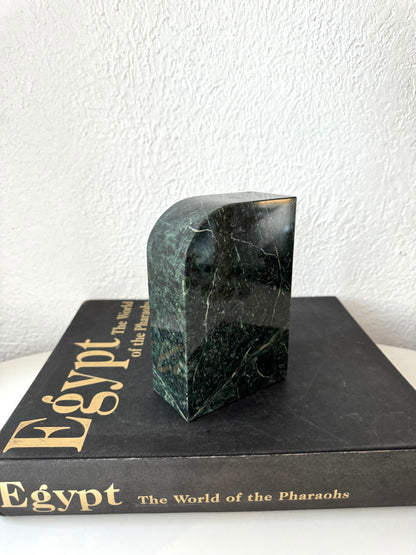 Art Deco solid green marble bookend | bookshelf decor