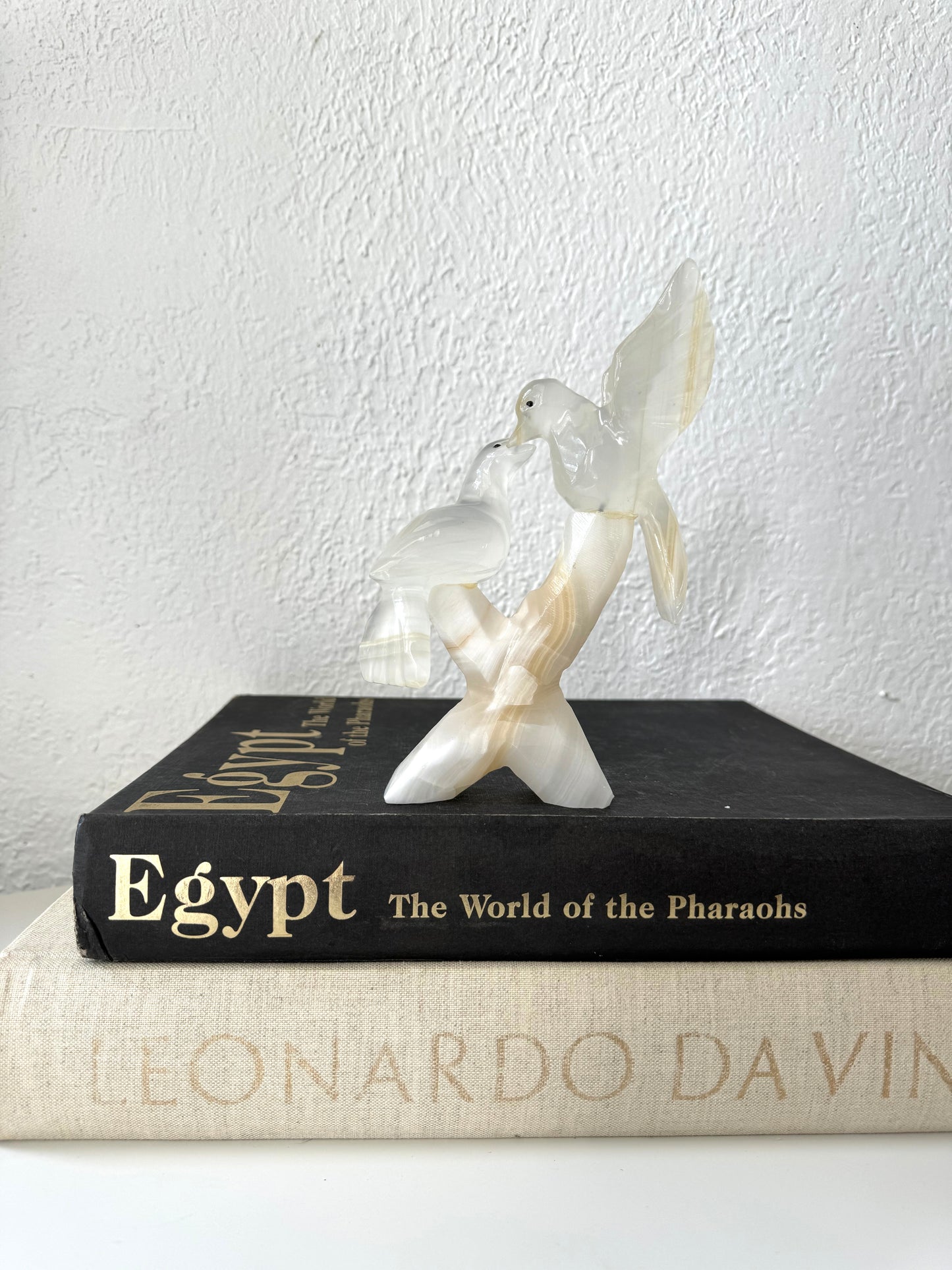 White onyx hand-carved love bird sculpture | Initiated 1994