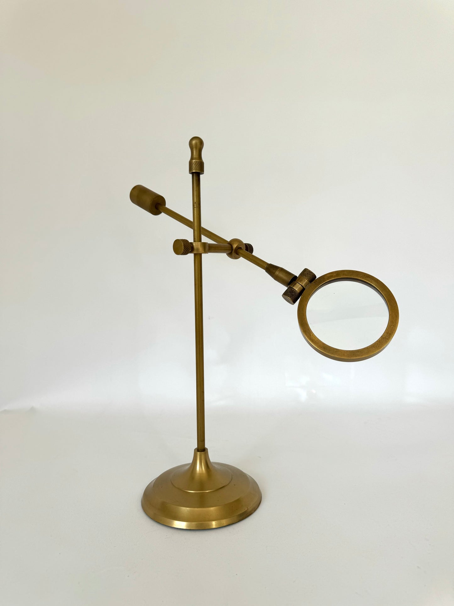 Solid Brass industrial | adjustable desktop magnifying glass | vintage office decor