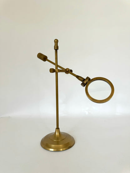 Solid Brass industrial | adjustable desktop magnifying glass | vintage office decor