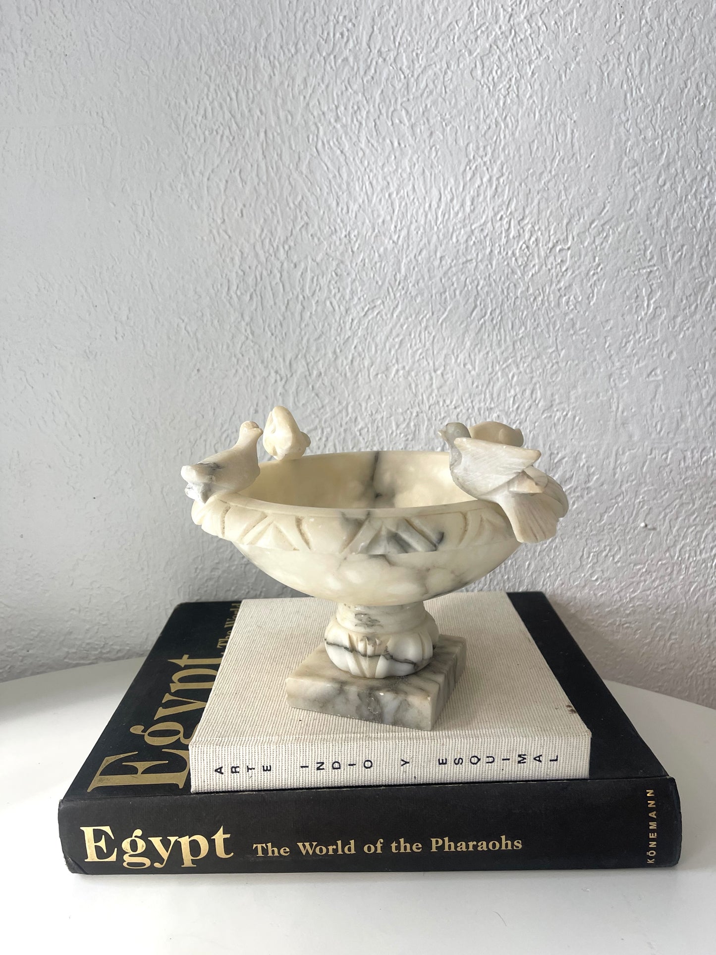VTG Italian alabaster footed compote bowl