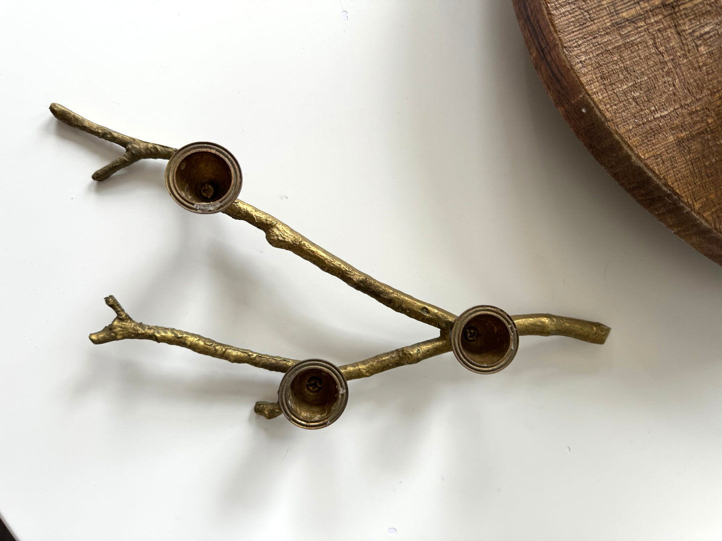 Brass branch taper candlestick holder | nature brass sculpture