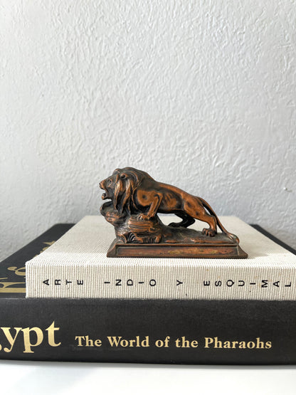 Vintage Bronzed lion paperweight | vintage shelf decor
