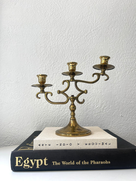 Vintage 3 arm brass candelabra candlestick holder