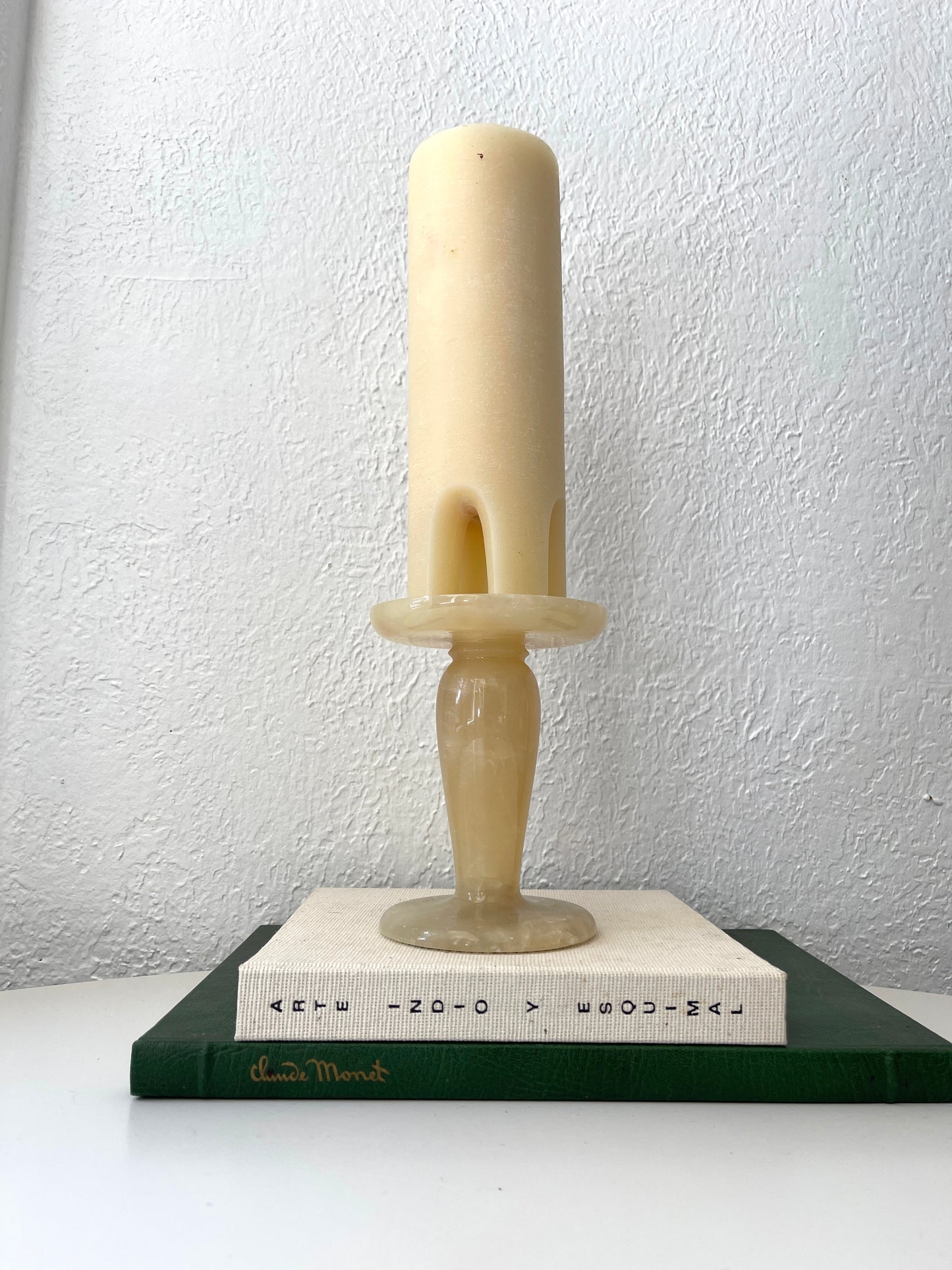 Marble | alabaster pillar candle holder | candle not included