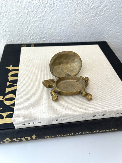 Vintage brass hinged turtle trinket box | ashtray | brass catchall