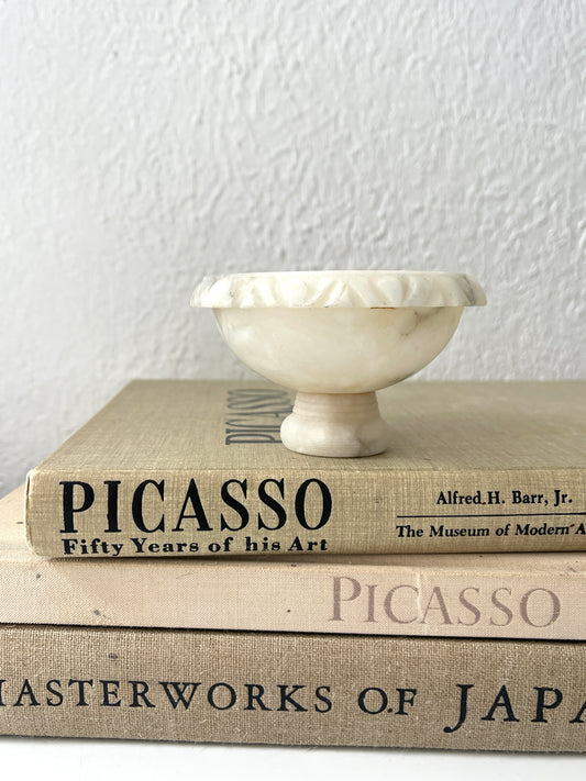 Vintage mini alabaster compote dish | catchall