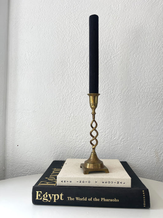 Vintage brass spiral twist candlestick holder