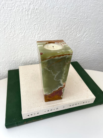 Vintage green onyx tea light candle holder