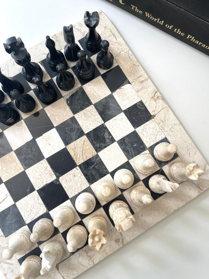 Vintage marble Greek style chess set | pieces included