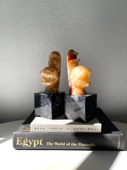 Italian Greek Knight alabaster | marble bookends | Set 2