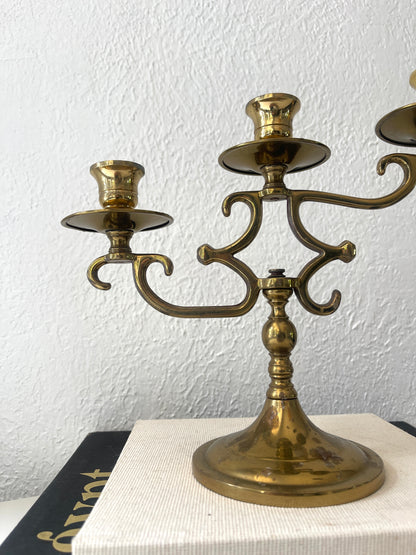 Vintage 3 arm brass candelabra candlestick holder