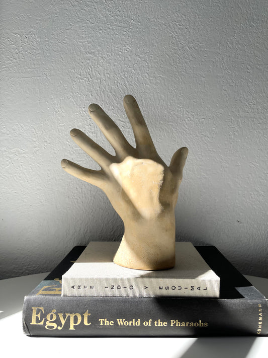 Vintage XL signed  hand sculpture | Vintage art deco table decor