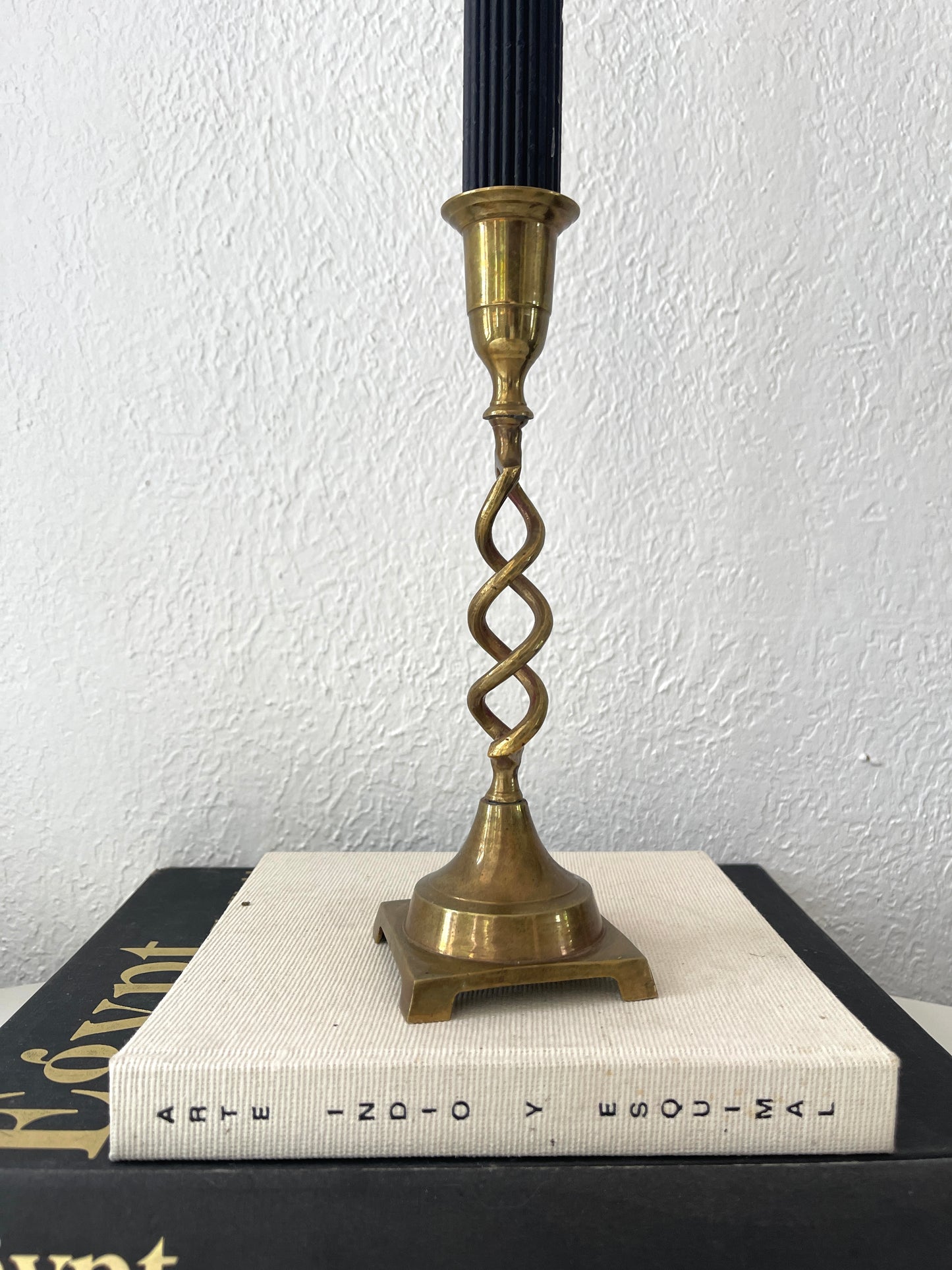 Vintage brass spiral twist candlestick holder