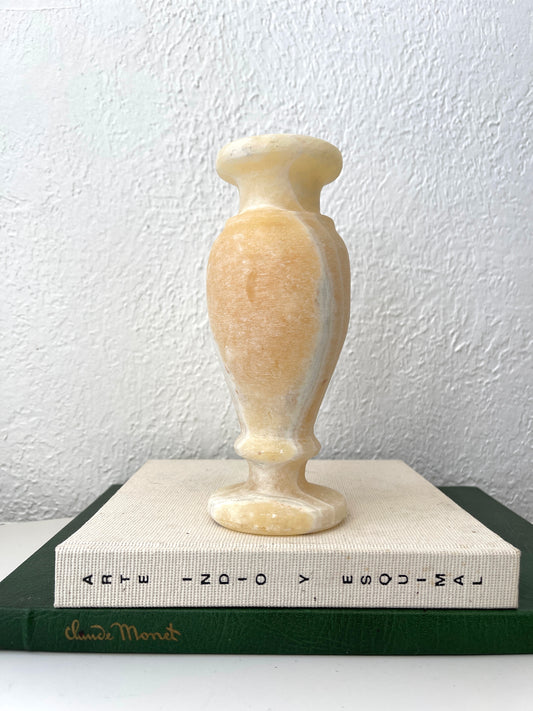 Egyptian carved alabaster vessel | alabaster taper candle holder