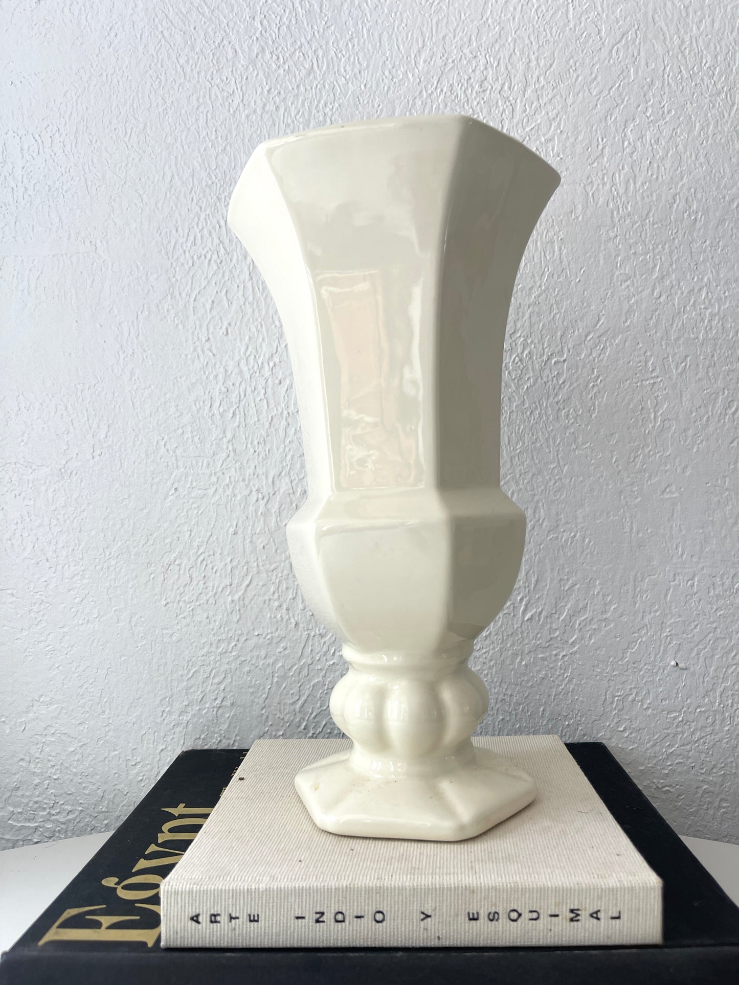 Vintage Heager glossy cream glazed vase