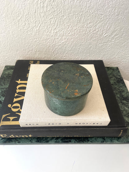 Vintage green marble lidded catchall | jewelry box