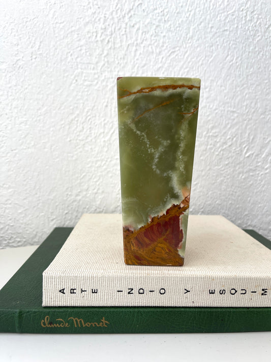 Vintage green onyx tea light candle holder