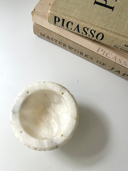 Vintage mini alabaster compote dish | catchall