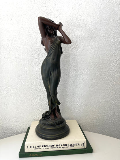 Vintage Greek goddess bronzed finish resin statue