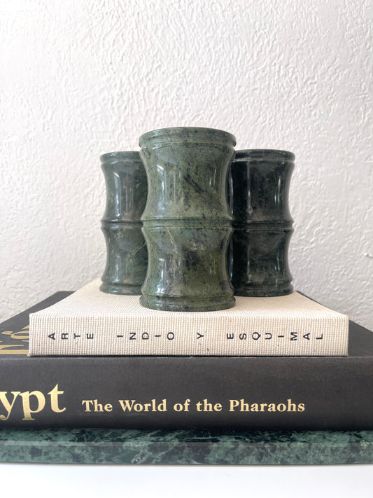 Vintage green marble drinkware | Set 3 | barware decor