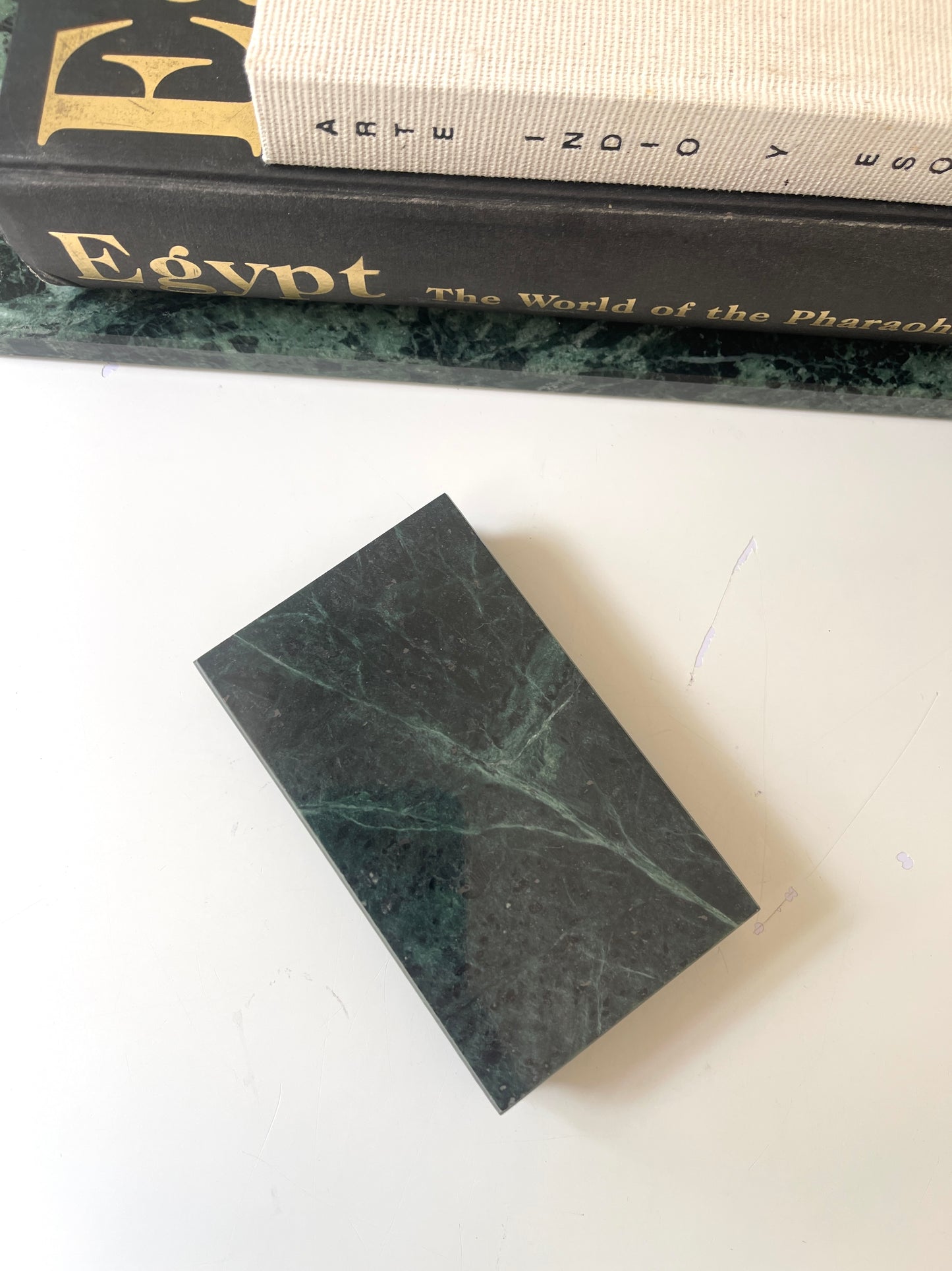 Vintage green marble riser | small marble stand
