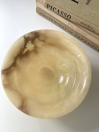 Vintage Italian Alabaster compote centerpiece bowl | catchall