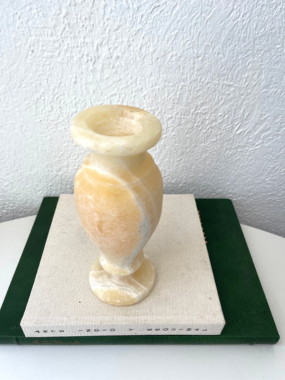 Egyptian carved alabaster vessel | alabaster taper candle holder