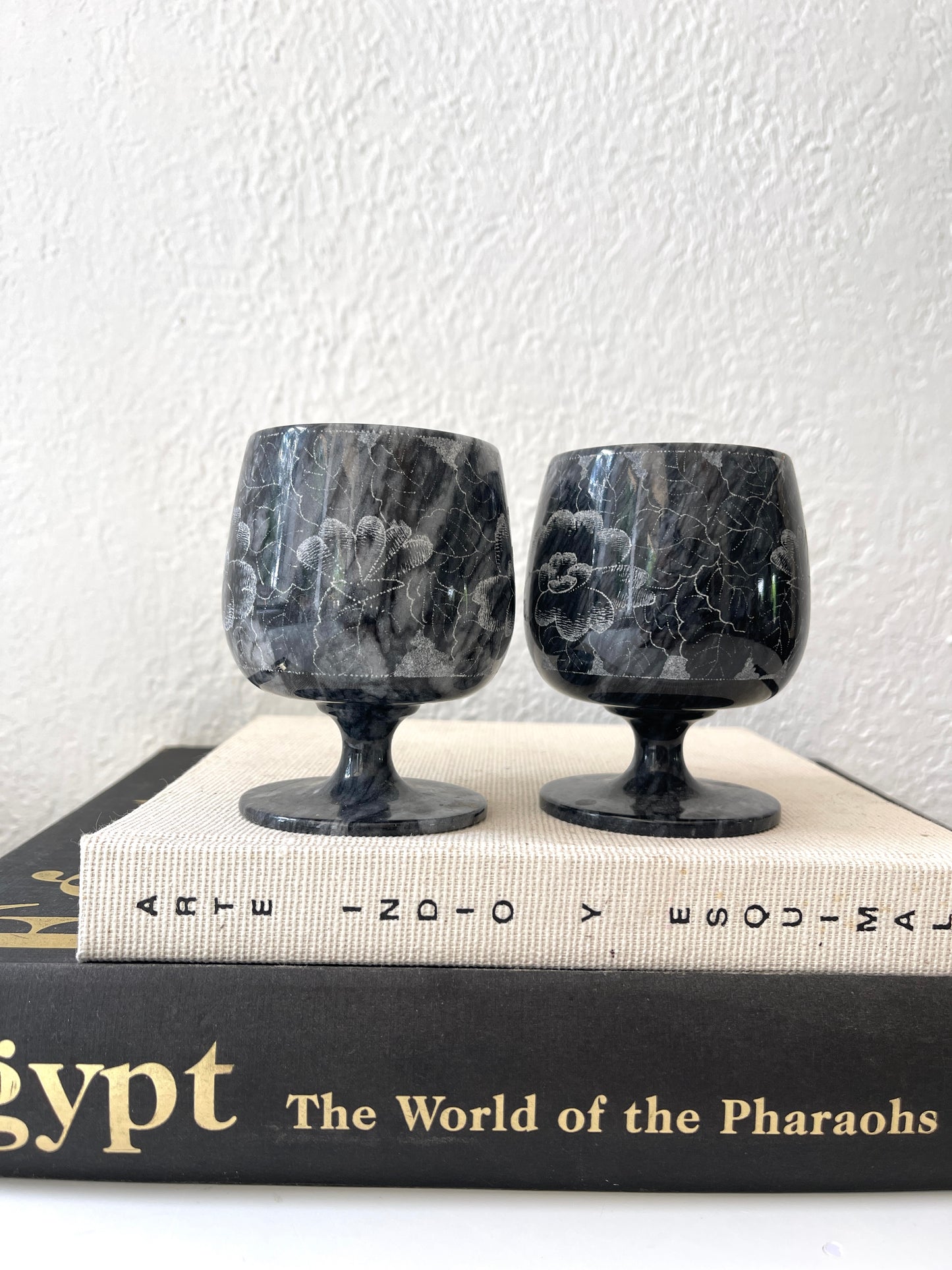 Etched marble goblets | Set 2
