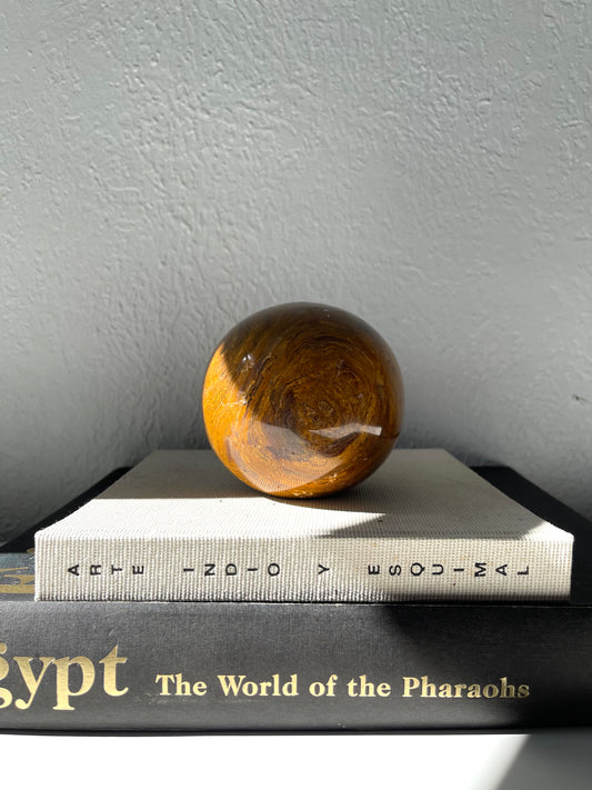 Vintage carved polished marble sphere | marble paperweight