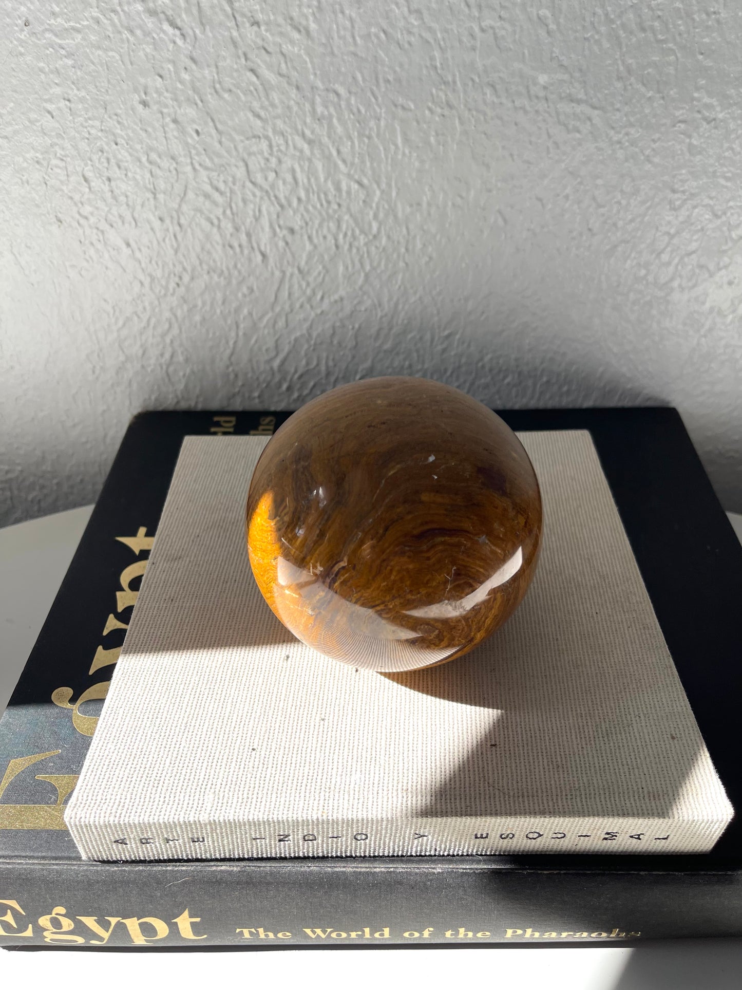 Vintage carved polished marble sphere | marble paperweight
