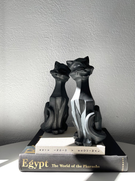 Vintage MCM signed 1961 Cubist cat statues | By: Universal Statuary | Set 2