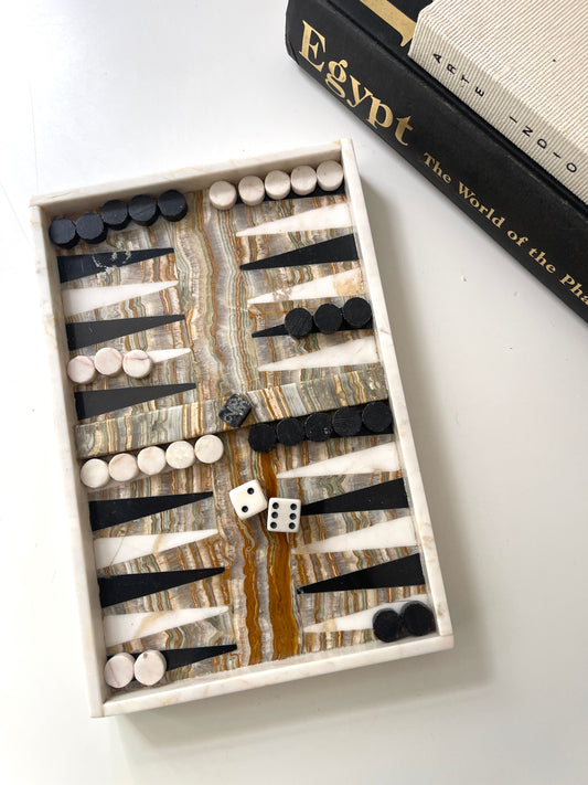 Vintage Onyx | Marble backgammon set | pieces in picture are included