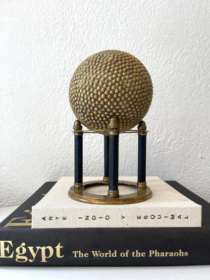Vintage studded brass sphere w/ stand