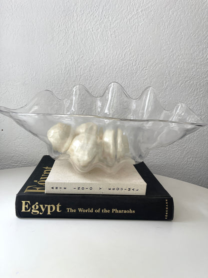 Vintage Lucite Clam shell bowl set | Vintage  Chips + dip set  | Set 3