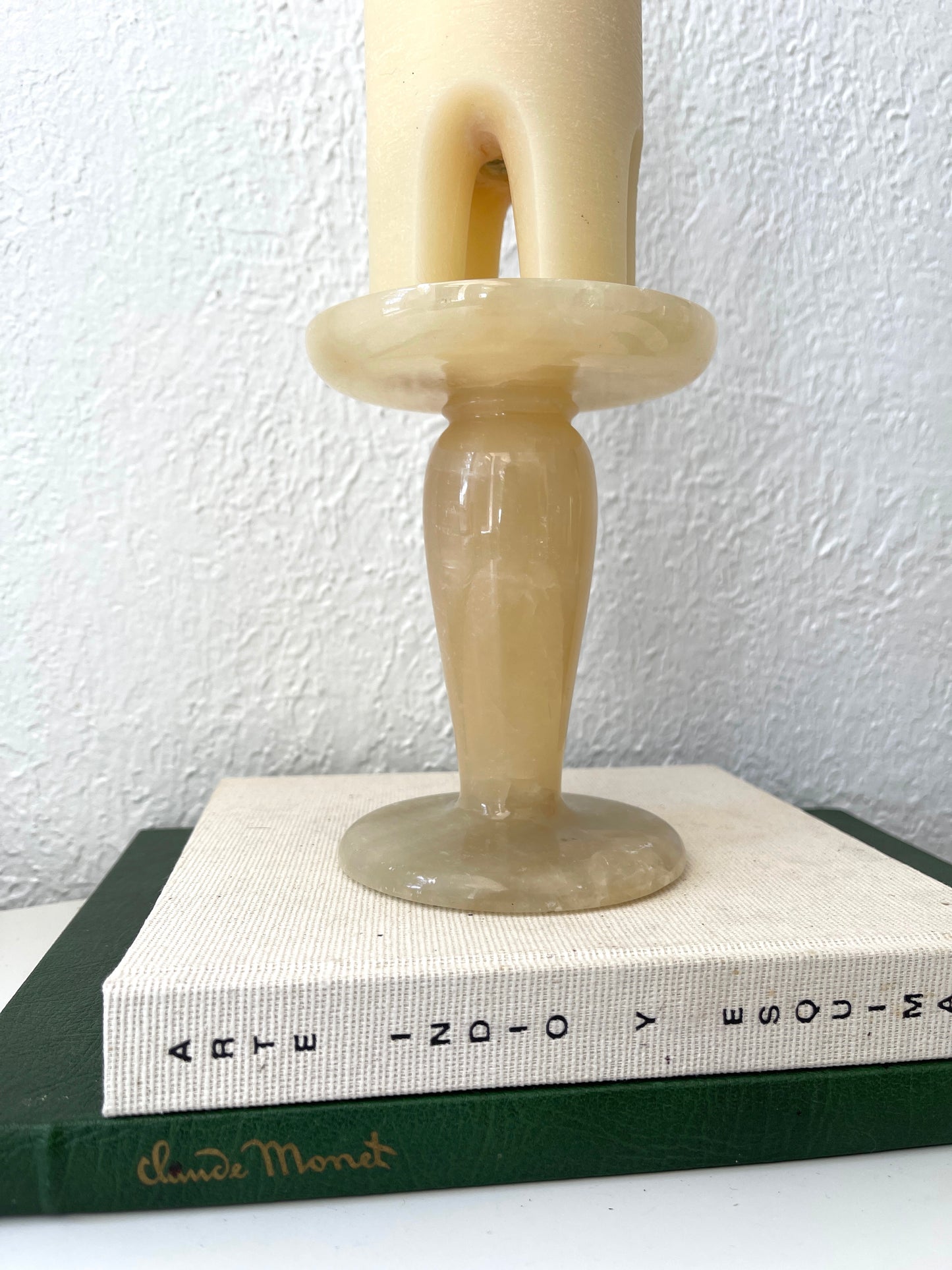 Marble | alabaster pillar candle holder | candle not included