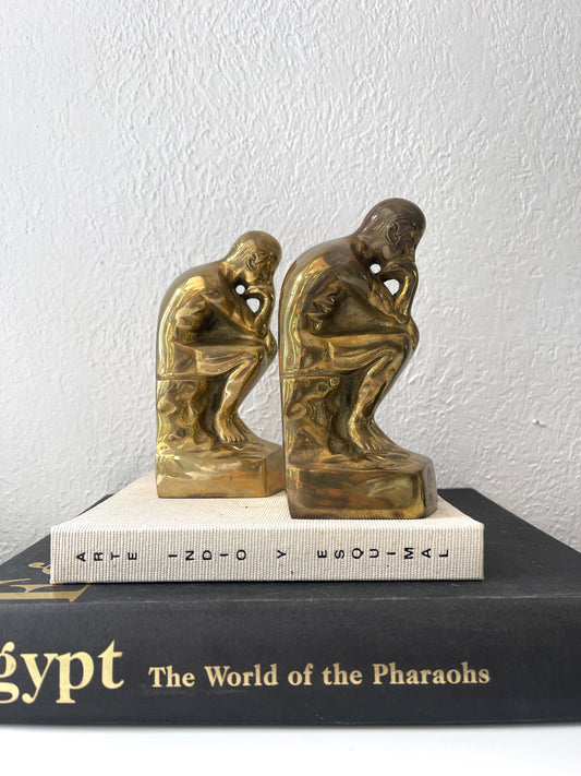 MCM brass Rodin Thinking man bookends | Set 2