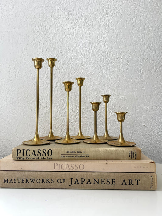 Vintage brass taper candlestick holders | Set 7