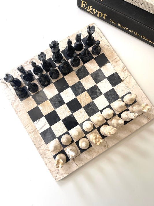 Vintage marble Greek style chess set | pieces included